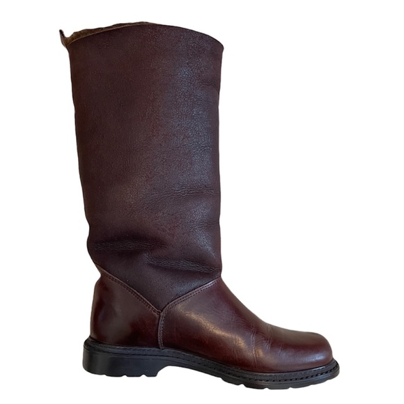 Brown leather fuzzy warm cozy faux fur lined winter boots made in Canada 7.5B - Picture 1 of 16
